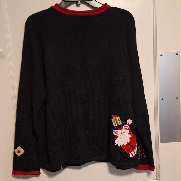 Women's Christmas sweater by Tiara international Y2K red and black with Santa's. - Picture 5 of 8